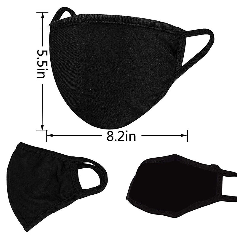 FECEDY 6pcs/Pack Black Mask Windproof Dustproof Masks Breathable Reusable Washed for Outdoor Sport Half Face Earloop Cotton Masks - Image 2